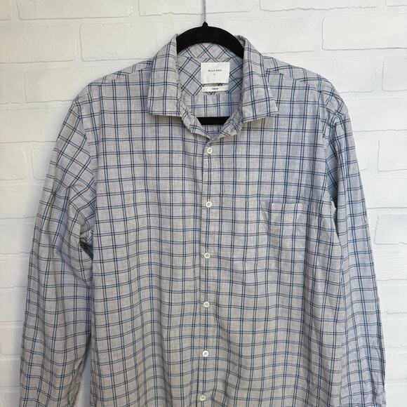 Billy Reid Men's Grey and Blue Standard Fit Long Sleeve Button Down Shirt sz L - Picture 2 of 7
